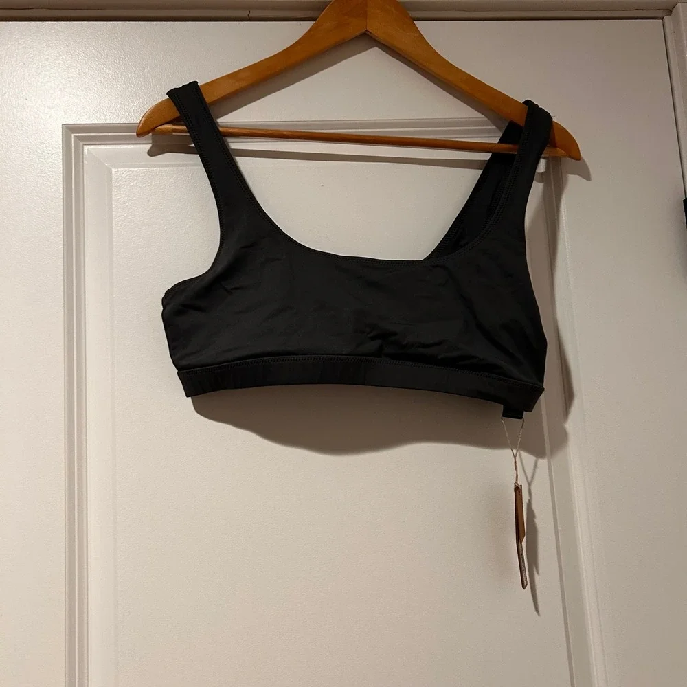 NWT Skims Recycled Swim Tank‎ Bikini Top Women's Large Gunmetal Gray Neutral